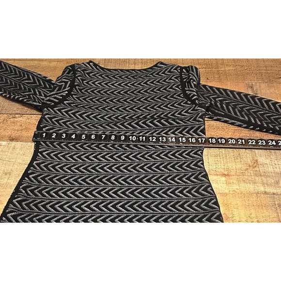Calvin Klein Dress Large Knee Length Black Chevron Bodycon Sweater Pullover - Picture 4 of 9